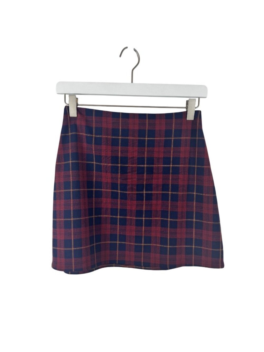 Aritzia Sunday Best Plaid Red & Navy Mini Skirt Womens Size 0 Preppy Academia